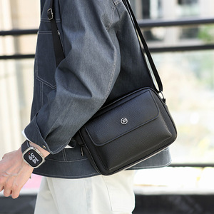 Sac bandoulière homme en PU noir, léger, classique, simple et décontracté, de haute qualité, le plus populaire, personnalisable en usine - Product Image 5