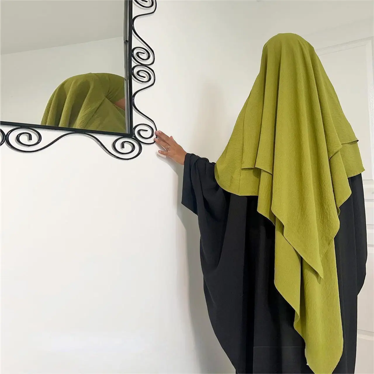 Alta Qualidade De Seda De Gelo Rugas Khimar Hijab com Niqab Crinkle Jazz Crepe Khimar Vestidos Turcos para Mulheres Muçulmanas Hijabs