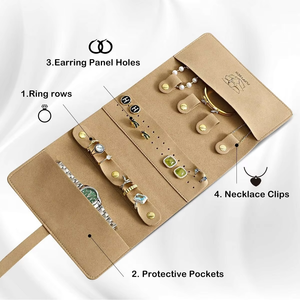 Estuche Organizador de Joyas de Viaje de Microfibra de Lujo al por Mayor, Bolsa de Almacenamiento de Joyas Pequeña con Logotipo Personalizado, Contenedor de Joyas de Lujo - Product Image 6