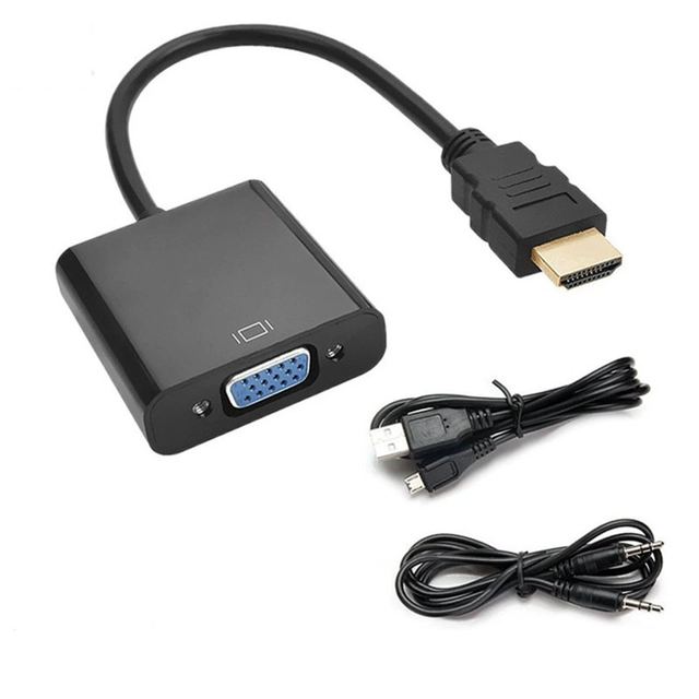 High Quality Male to Female 1080P HDMI to VGA with Audio and USB Power Supply Adapter Converter Cable