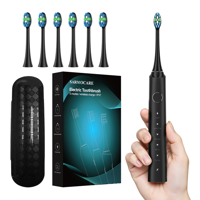 New Smart Waterproof Wireless Charging Electric Toothbrush for Adults 5 Modes Sonic 42000 Vibration Power Electronic Tooth Brush