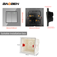 BAOBEN Interrupteur mural et prise multifonctionnels en verre trempé gris 13A Norme britannique, européenne et américaine USB Type-C