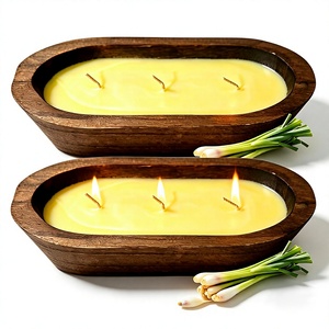 Handmade Beeswax Scented <b>Candle</b> in Wooden Jar Rectangular Minimalist Style Floral Plant Aromatherapy Home Decoration <b>3</b> <b>Wick</b> - Product Image 3