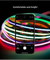 Bande LED COB intelligente RGBIC RGBCWIC flexible noire pour éclairage d'ambiance 5V 12V 24V