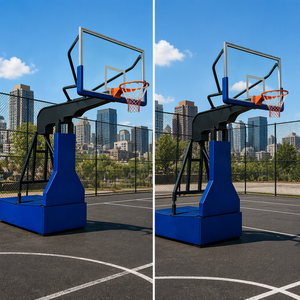 Panier de <span class=keywords><strong>basket</strong></span> portable hydraulique manuel <span class=keywords><strong>avec</strong></span> panneau en verre trempé, support de <span class=keywords><strong>basket</strong></span> mobile pour terrains de sport intérieurs et extérieurs - Product Image 3