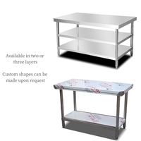 Table de travail double à trois couches en acier inoxydable Banc de préparation de cuisine commerciale à usage intensif pour restaurant cantine hôtel