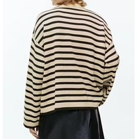 Pull en cachemire et laine tricoté ample à col rond rayé à manches longues pour femme – Collection automne – Vente en gros