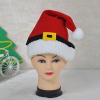 Cappello di Babbo Natale in pile polare con ricamo e motivo a cintura, decorazione natalizia