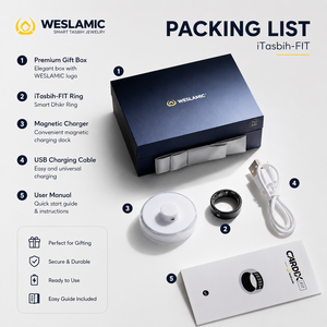 Weslamic ITasbih Fit Smart Tasbih 3.5 Gen Smart Ring Health Tracker avec Compteur Tasbih, Suivi Fajr, Fréquence Cardiaque, Sommeil, SpO2 - Product Image 2