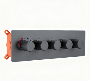 Miscelatore Doccia a Parete Nascosto in Ottone Grigio Antracite Spazzolato Oro con 4 Vie di Uscita e Funzione Deviatore, Flusso Controllabile - Product Image 3