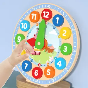 COMMIKI子供の早期教育木製時計おもちゃ番号時計教材おもちゃ教育時計おもちゃ