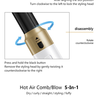 Styler multifonctionnel à air chaud à ions négatifs 110 000 tr/min, lissage et bouclage, 3 vitesses pour moins de dommages