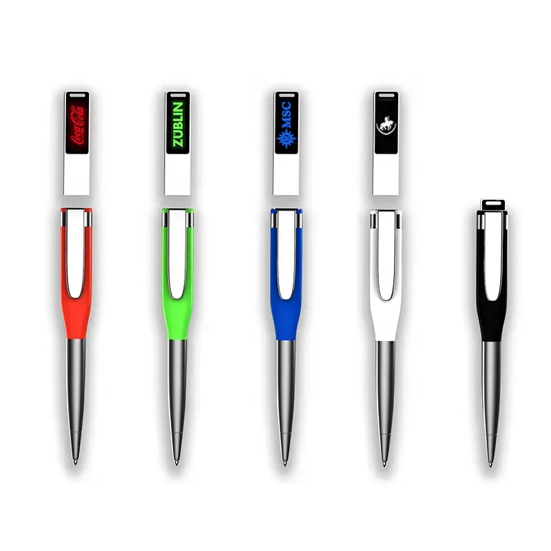 Forme de stylo promo la plus vendue 16gb 32gb 64gb usb 2.0 clé USB clé USB clé USB flash LED stylo à bille lumineuse usb