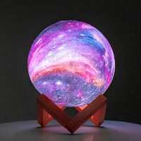 Lumière lunaire LED RGB rechargeable par USB, ciel étoilé 3D, planète solaire, lumière nocturne LED, décoration intérieure, mini lampe de nuit