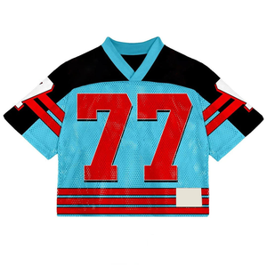 Groothandel Custom Logo Mannen Voetbal Jersey Sportkleding Fabrikanten V-Hals Mesh Ademende Top Streetstyle Jersey T-Shirts - Product Image 5
