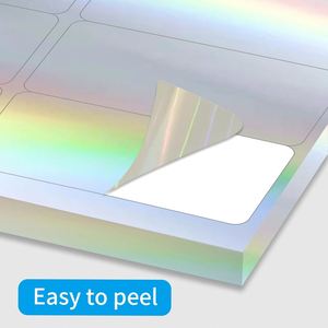 Holographic Rectangular PET Sticker Labels UV Printable Silver Rainbow Effect 30 Per Sheet Packaging Label - Product Image 2