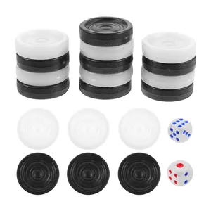 Piezas de juego de mesa de plástico blanco y negro de Backgammon de repuesto para suministros de juego de damas