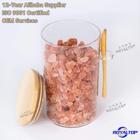 Récipients alimentaires pour la maison, transparents, 700 ml/26 oz, en verre borosilicate, pot de conservation avec cuillère en bois et couvercle en bambou pour pâtes, farine, thé, café