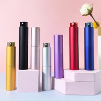 Flacon pulvérisateur de parfum de voyage rond en aluminium tendance de 5 ml, réutilisable, à visser, pour les soins de la peau