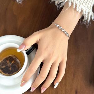 Dylam New Arrival Finest 925 Sterling Silver Link Chain Five Polished Surface <b>Beads</b> Pendant Bracelets for Women Jewelry - Product Image 6