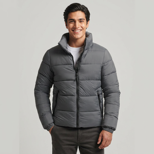 Premium Quality New Fashion Wholesale Winter Men's Warm Puffer <b>Jacket</b> <b>Canvas</b> Stand Collar Front Logo Customized Made in Pakistan - Product Image 1