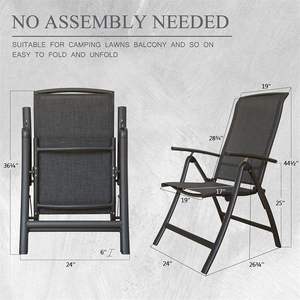 เก้าอี้สนามพับได้โครงอะลูมิเนียมปรับเอนได้ พนักพิงสูง สำหรับสวนกลางแจ้ง เฟอร์นิเจอร์แบบสลิง - Product Image 5
