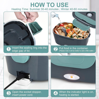 Boîte Repas Chauffante Électrique Portable Personnalisée 12V 110V 220V pour Maison et Voiture, Contenant Chauffant Type Bento