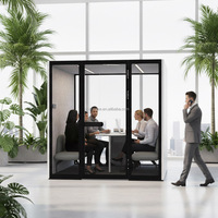 Cabine de bureau acoustique moderne pour six personnes Comine, insonorisée, avec éclairage LED, pour salon et sous-sol