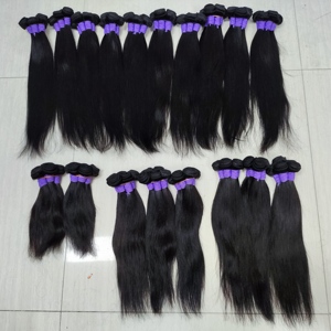Letsfly ขายดี 10-24 นิ้ว ผมตรงแท้ 100% แบบเป็นมัด ผมบราซิลเวอร์จิ้นเกรด 8A สีธรรมชาติ - Product Image 1