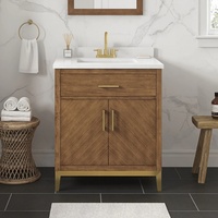 Ensemble complet de meuble-lavabo en céramique autoportant sur mesure avec comptoir en marbre d'ingénierie avec base en métal armoire en mélamine