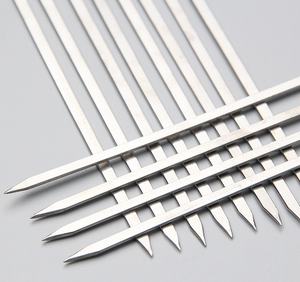 Stainless Steel Barbecue Needle with Wooden Handle Non-Magnetic round Stick Flat Stick Accessory Tools Type - Product Image 6