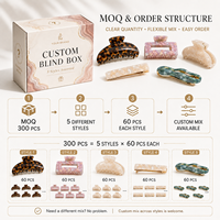 Boîte Mystère Personnalisée d'Accessoires Capillaires – Vente en Gros, Logo Personnalisé, Emballage Couleur, Pinces à Cheveux en Acétate pour Marques de Boutiques