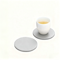 Cici – Lot de sous-verres modernes ronds en cuir PU écologique, personnalisables par gravure laser, diamètre 100 mm, pour bière et café – Vente chaude