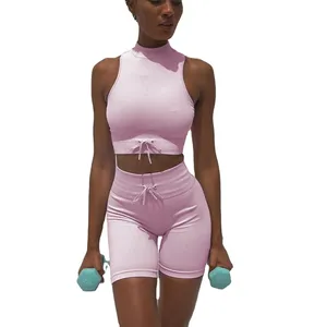 Fabricantes de Ropa Deportiva con Logotipo Personalizado, OEM ODM, Ropa de Fitness al por Mayor, Conjuntos de Yoga sin Costuras con Tejido Acanalado - Product Image 2