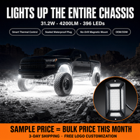 Kit de Luces LED Blancas Puras para Roca, 396 LED, 12V 24V, Corriente Constante, Aluminio Térmico, Iluminación para Todoterreno, UTV, ATV, Camioneta