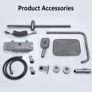 Kit Complet de Système de Douche Économique Gris Anthracite Chaud Froid <span class=keywords><strong>Mural</strong></span> pour Salle de Bain, Robinet de Douche Pluie et <span class=keywords><strong>Mitigeur</strong></span> de Baignoire à Clavier Piano - Product Image 4