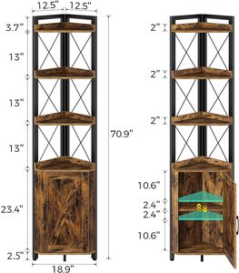 Rustic <strong>Corner</strong> Shelf 5-Tier <strong>Storage</strong> <strong>Corner</strong> Bookshelf <strong>Storage</strong> Rack Shelf Display <strong>Units</strong> for Living Room - Product Image 6
