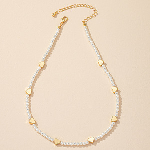 สร้อยคอติดไหปลาร้าแฟชั่นดีไซน์เรียบง่ายหรูหราสำหรับผู้หญิงสร้อยคอรูปหัวใจไข่มุก3D สไตล์ฝรั่งเศส - Product Image 2