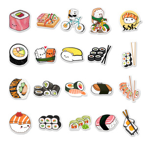 50 autocollants de sushi kawaii de haute qualité, imperméables et délicieux, pour la décoration artisanale et des cadres <span class=keywords><strong>photo</strong></span>, personnalisables et originaux - Product Image 5