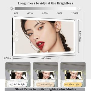 Espejo de Maquillaje LED Recargable Universal con Luz Regulable para Visera Trasera de Coche, Espejo Grande con Luces para Coche - Product Image 3