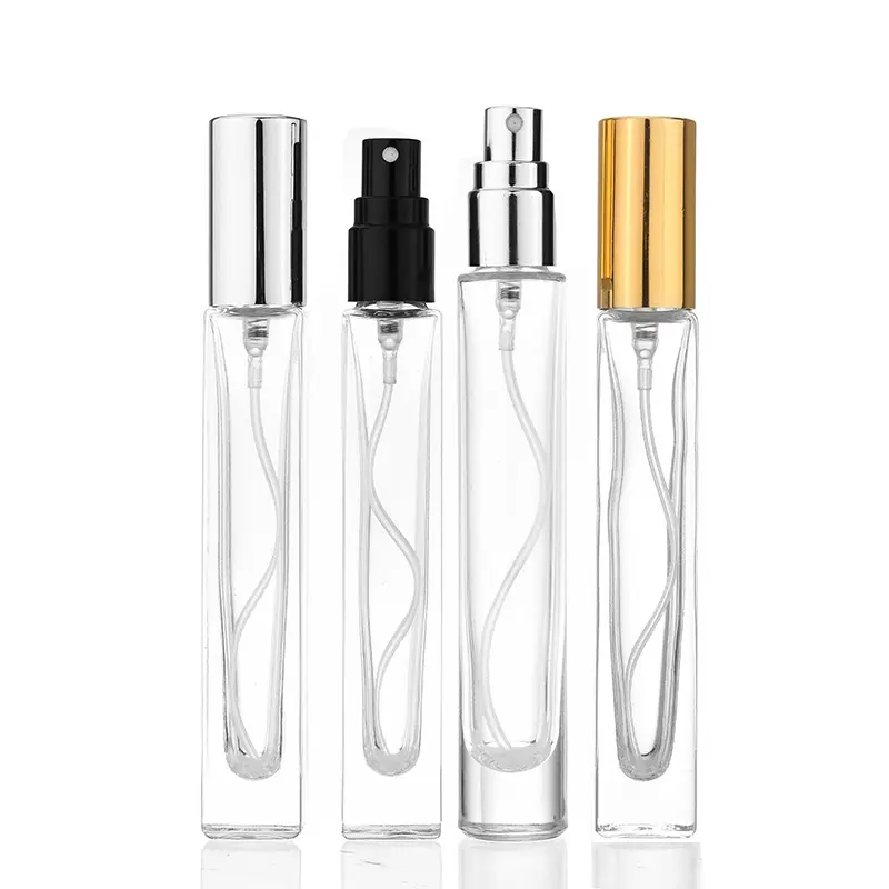 Luxe Vierkante Ronde Dikke Bodem Glazen Parfum Spuitfles 10Ml Galvaniseren Goud Zilver Etherische Olie Glazen Rol Op Fles