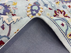 พรมขนสัตว์ทอมือสีฟ้าอ่อนลายดอกไม้หลากสีทำมืออินเดียกันไฟฟ้าสถิตเป็นมิตรกับสิ่งแวดล้อมกองพรม killim - Product Image 5