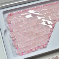 Masseur facial en cristal de quartz rose naturel, masque pour les yeux pour le sommeil, soulagement du stress, fatigue oculaire et gonflement, rafraîchissant