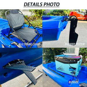 Kayak à pédales de 12 pieds, CE, monoplace, une personne, en plastique rigide HDPE, moteur électrique, kayak de pêche avec propulsion par pédales - Product Image 6