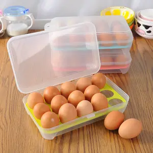 Populaire Draagbare Ei Opbergdoos Plastic Anti-Breaking 15 Raster Eieren Houder Keuken Anti-Collision Plastic Eierdoos