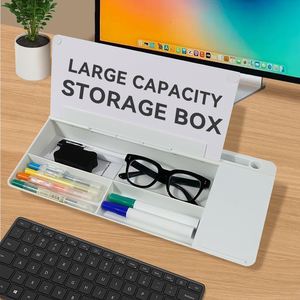 Tableau blanc de bureau effaçable à sec en verre avec clavier, chargeur sans fil et rangement pour notes – Idéal pour le bureau - Product Image 3