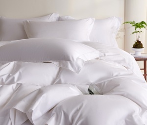 <span class=keywords><strong>Set</strong></span> Copripiumino Matrimoniale 4 Pezzi Lusso 300TC Cotone Egiziano Microfibra Personalizzabile Bianco per Hotel 5 Stelle - Product Image 3