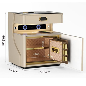 <span class=keywords><strong>Table</strong></span> <span class=keywords><strong>de</strong></span> <span class=keywords><strong>chevet</strong></span> moderne en bois avec 3 tiroirs, charge sans fil, verrouillage par empreinte digitale, connectivité Bluetooth - Product Image 6