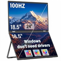 Monitor Dual Apilable de 18.5 Pulgadas, 100Hz FHD 1080P, Pantalla Plegable Portátil con Soporte Ajustable para Macbook y Windows