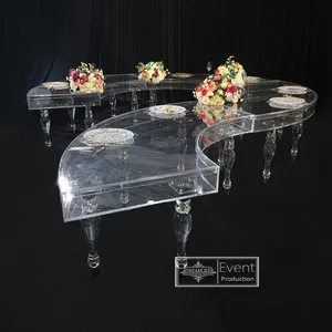 plastic clear acrylic transparent round half moon S shape wedding table
